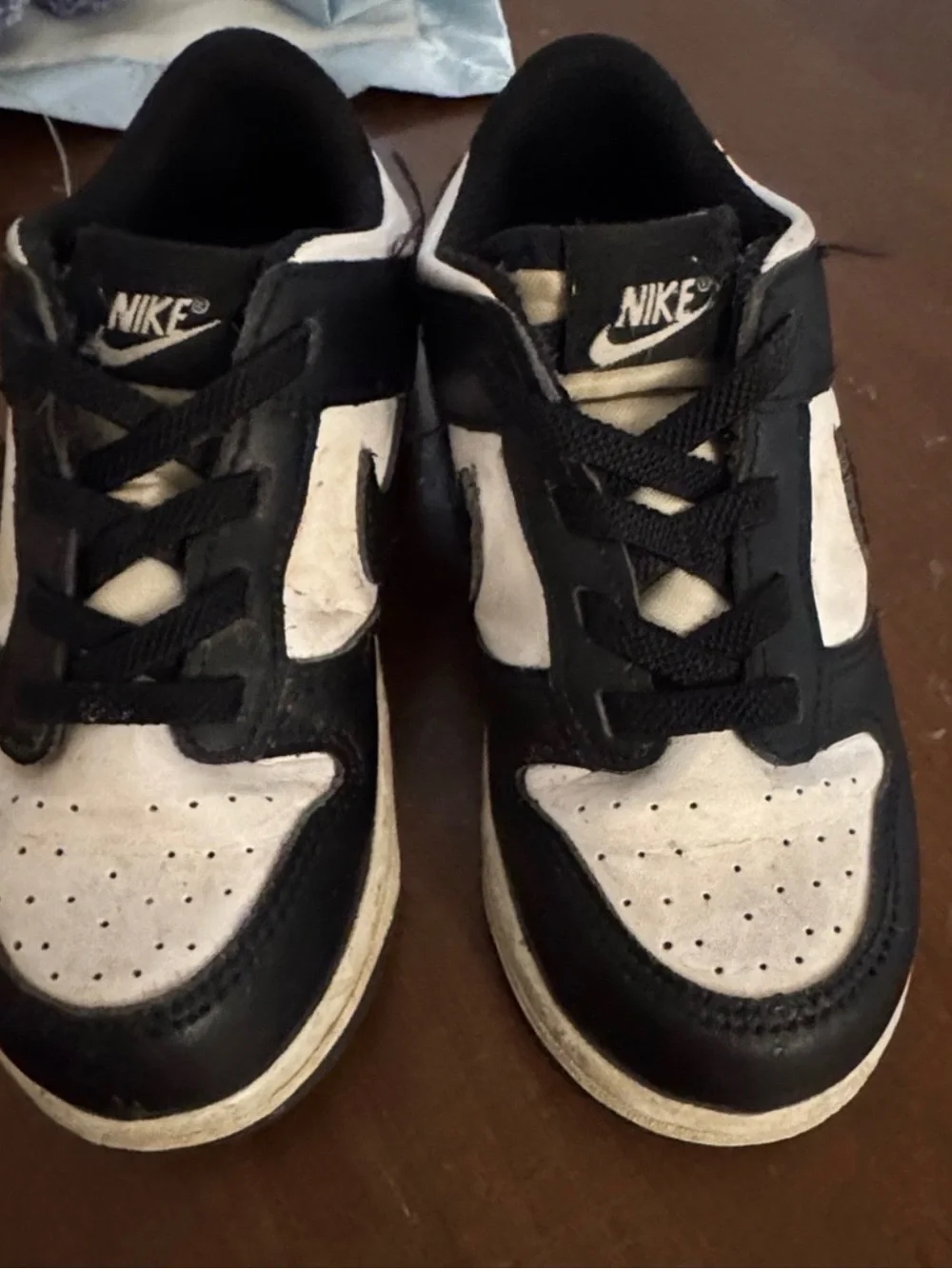Nike Kids Black and White Low-Top Sneakers with Swoosh Accent